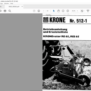 KRONE vator RE 65, RES 65 Betriebsanleitung und Ersatzteilliste Manual