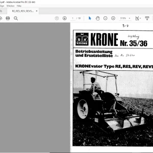 KRONE vator RE, RES, REV, REVS Betriebsanleitung und Ersatzteilliste Manual