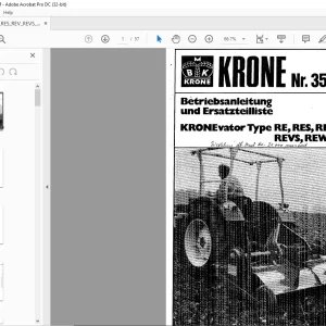 KRONEvator RE, RES, REV, REVS, REW, RESW Betriebsanleitung und Ersatzteilliste Manual