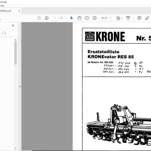 KRONE vator RES 85 Ersatzteilliste Manual - PDF DOWNLOAD