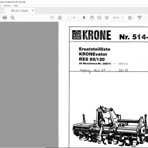 KRONE vator RES 85/120 Ersatzteilliste Manual -  PDF  DOWNLOAD