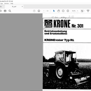 KRONE vator RL Betriebsanleitung und Ersatzteilliste Manual - PDF DOWNLOAD