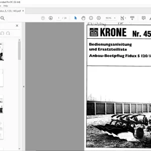 KRONE Fidux S 120/ 140 Bedienungsanleitung und Ersatzteilliste Manual