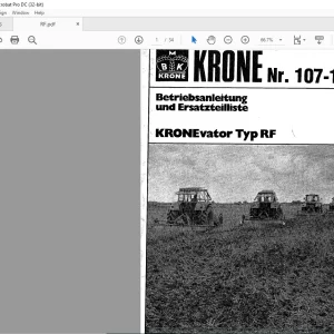 KRONEvator Typ RF Betriebsanleitung und Ersatzteilliste Manual  - PDF