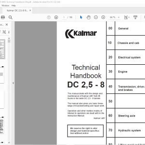 Kalmar LMV Reach Stacker DC 2,5-8 Technical Handbook Manual EN PDF