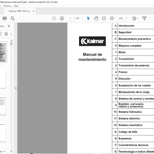 Kalmar Reach Stacker DRF 400-450 Manual de mantenimiento PDF