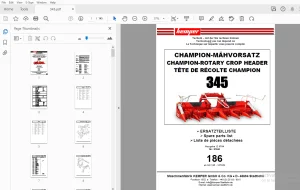 Kemper 345 Champion Rotary Crop Header Parts Manual - PDF