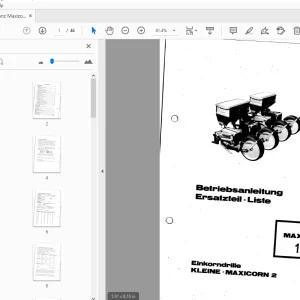 Franz Kleine Maxicorn 2 Betriebsanléitung Ersatzteil Liste - PDF
