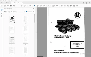 Franz Kleine Maxicorn Pneumatik 1981 Betriebsanléitung Ersatzteil-Liste - PDF