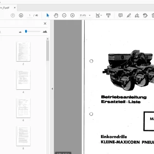 Franz Kleine Maxicorn Pneumatik 1981 Betriebsanléitung Ersatzteil-Liste - PDF