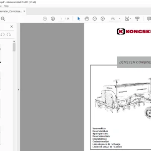 Kongskilde DEMETER COMBISEED HT 3000S Parts List Manual PDF