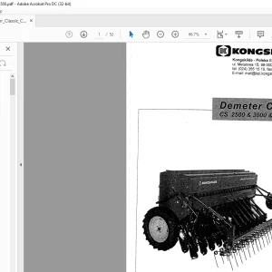 Kongskilde Demeter Classic CS 2500 & 3000 & 4000 & 4500 Parts List Manual