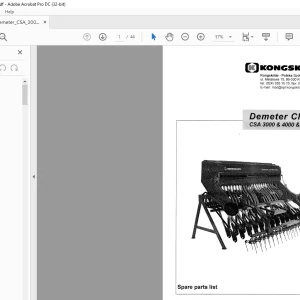 Kongskilde Demeter Classic CSA_3000_4000_4500 Parts List Manual