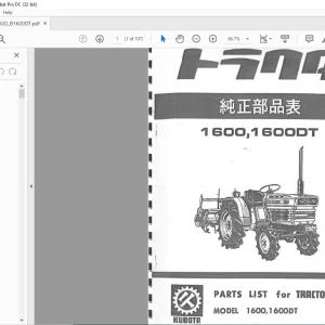 Kubota TRACTOR B1600 B1600DT PARTS LIST Manual - PDF DOWNLOAD