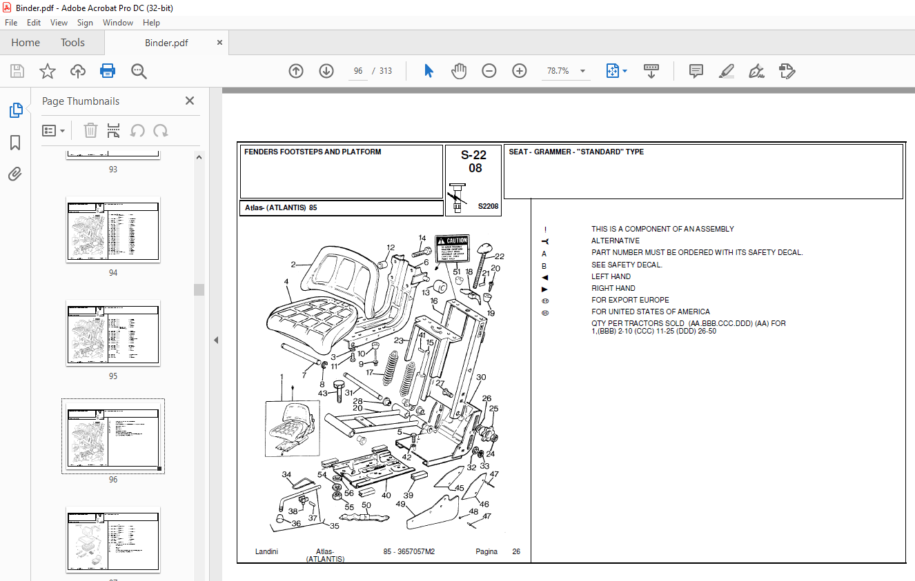 Landini Atlas_85 Tractor Parts Manual - PDF DOWNLOAD - HeyDownloads ...