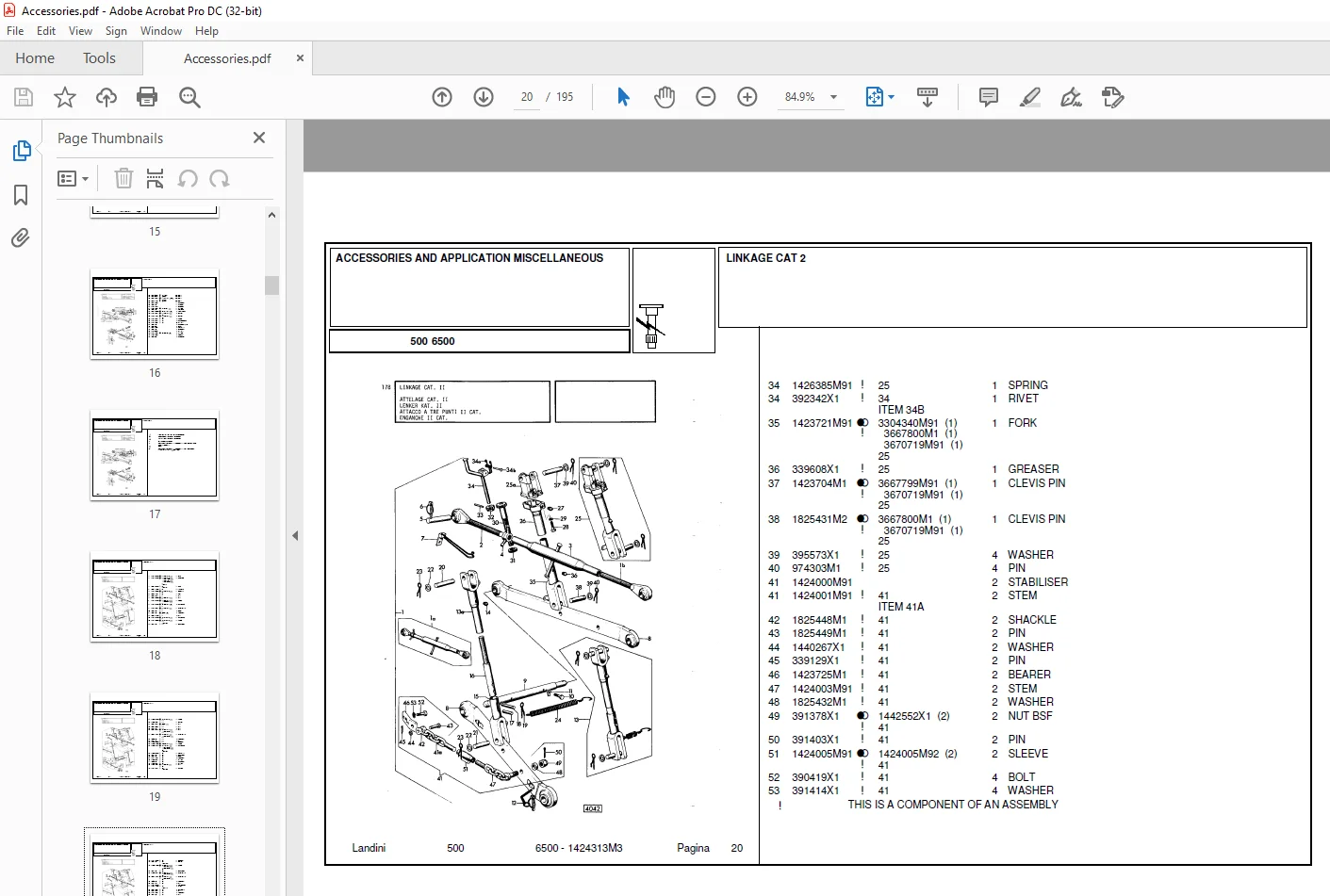Landini Tractor 6500 Accessories Parts Manual 1424313M3 - PDF - Image 3
