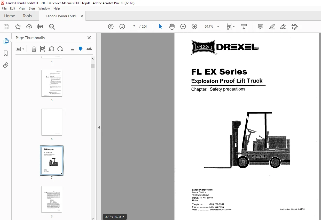 Landoll Drexel FL EX Series Forklift Repair Manual Download - Image 3