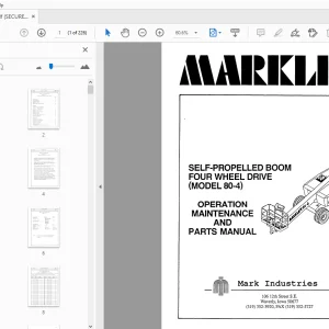 MARKLIFT 80-4 SELF-PROPELLED BOOM OPERATION MAINTENANCE & PARTS MANUAL - PDF