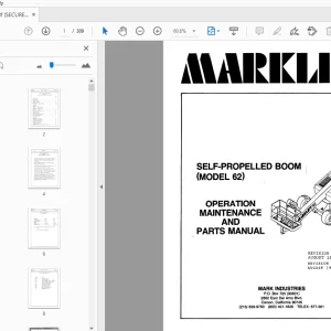 MARKLIFT MODEL 62 SELF-PROPELLED BOOM OPERATION MAINTENANCE & PARTS MANUAL - PDF