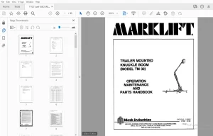 MARKLIFT TM 32 KNUCKLE BOOM OPERATION MAINTENANCE & PARTS MANUAL - PDF