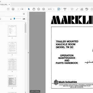 MARKLIFT TM 32 KNUCKLE BOOM OPERATION MAINTENANCE & PARTS MANUAL - PDF