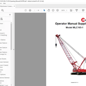 Manitowoc Crane MLC165-1 Supplement Operator Manual -