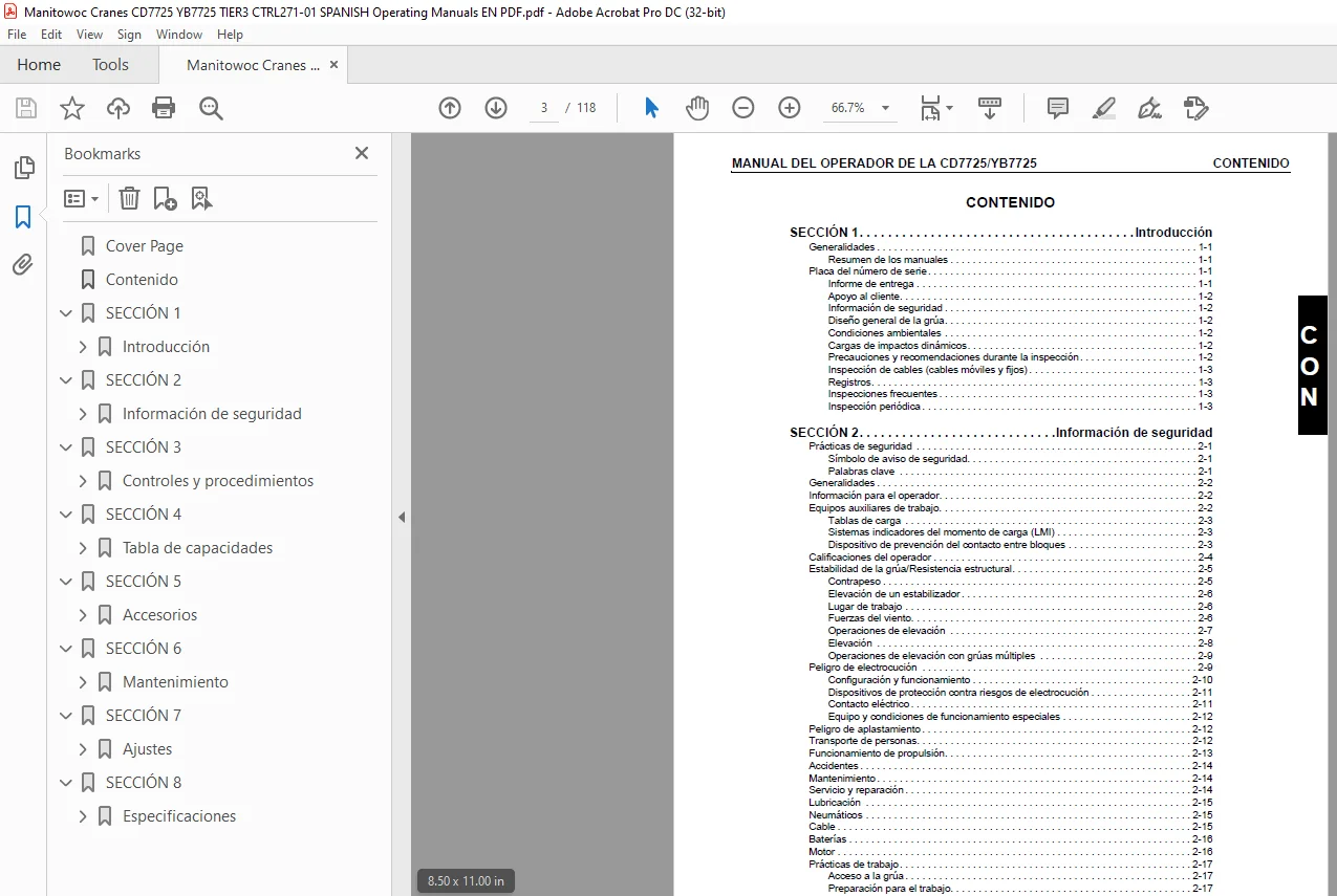Manitowoc Grove CD7725/YB7725 MANUAL DEL OPERADOR - PDF DOWNLOAD - Image 2