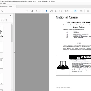 Manitowoc National Crane Auger Option OPERATOR’S MANUAL