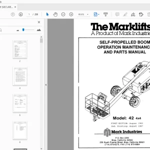 Marklifts 42 4X4 Self-Propelled Boom Operation Maintenance & Parts Manual - PDF