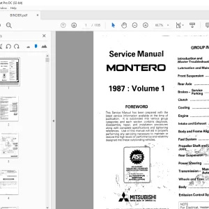 Mitsubishi 1987 Montero Service Manual Vol 1 & 2 - PDF
