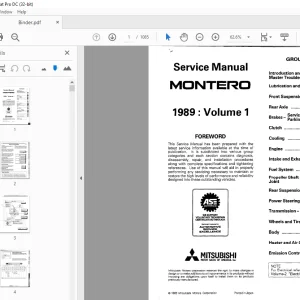 Mitsubishi 1989 Montero Service Manual Vol 1 & 2 - PDF
