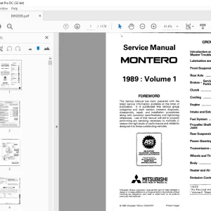 Mitsubishi 1989 Montero Service Manual Vol 1 & 2 - PDF