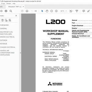 Mitsubishi 1997 L200 (Supplement) Workshop Manual - PDF DOWNLOAD