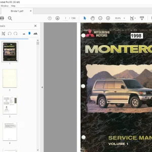 Mitsubishi 1998 Montero Service Manual Vol 1 & 2 - PDF