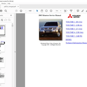 Mitsubishi 2003 Montero Service Manual (Vol 1 - Vol 5) - PDF DOWNLOAD