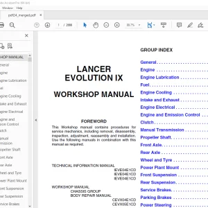 Mitsubishi 2005 Lancer Evolution IX Workshop Manual - PDF DOWNLOAD