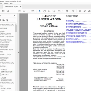 Mitsubishi 2006 LANCER / LANCER WAGON Body Repair Manual PDF