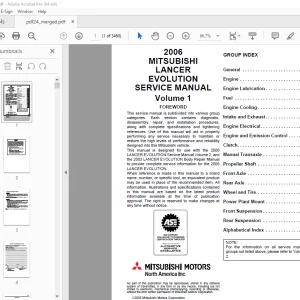 Mitsubishi 2006 Lancer Evolution Service Manual (Vol 1 & 2) - PDF DOWNLOAD