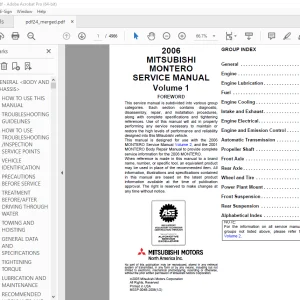 Mitsubishi 2006 Montero Service Manual (Vol 1 & 2) - PDF DOWNLOAD