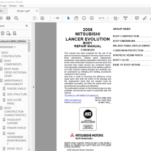 Mitsubishi 2008 Lancer Evolution X Body Repair Manual - PDF DOWNLOAD