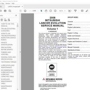 Mitsubishi 2008 Lancer Evolution X Service Manual (Vol 1 & 2 & 3) PDF