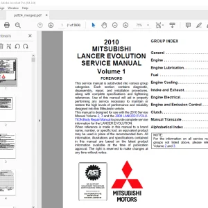 Mitsubishi 2010 Lancer Evolution X Service Manual (Vol 1 & 2 & 3) PDF