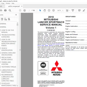 Mitsubishi 2010 Lancer Sportback Service Manual (VOL 1 & 2 & 3) PDF