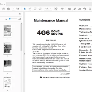 Mitsubishi 4G6 Dohc Engine Maintenance Manual - PDF