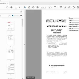 Mitsubishi Eclipse Supplement Service Manual - PDF