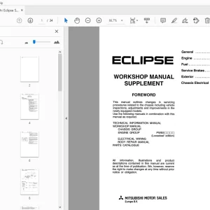 Mitsubishi Eclipse Supplement Service Manual - PDF