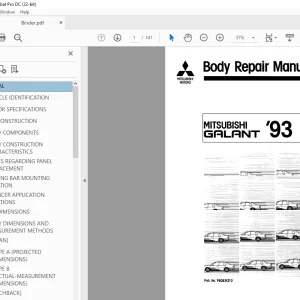 Mitsubishi Galant '93 Body Repair Manual PBDE921O - PDF