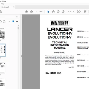Mitsubishi Lancer Evolution-IV Evolution-V Technical Information Manual - PDF
