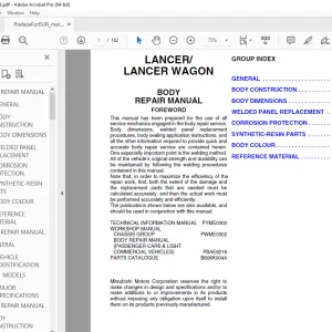 Mitsubishi Lancer / Lancer Wagon 2003 Body Repair Manual PDF