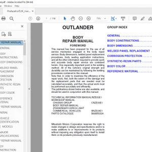 Mitsubishi Outlander 2003 Body Repair Manual - PDF DOWNLOAD